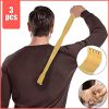 3pcs Natural Bamboo Back Scratcher Long Handle Pick Itch Relief Handcraft Tools