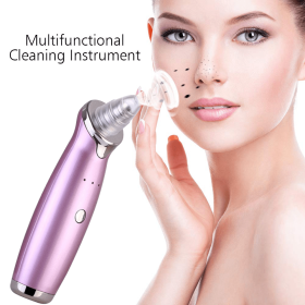 Electric Blackhead Remover Pore Vacuum Suction Diamond Dermabrasion Face Cleaner (Color: Purple)